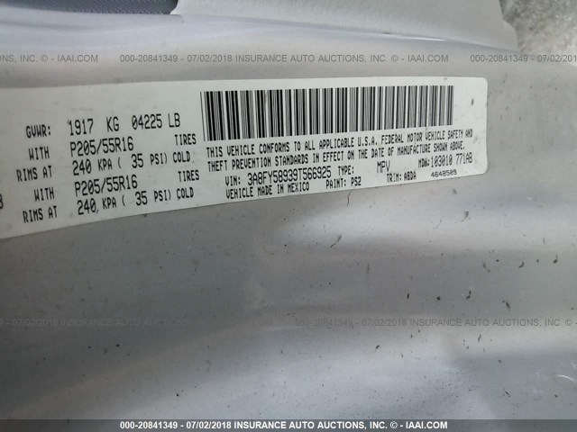 3A8FY58939T566925 - 2009 CHRYSLER PT CRUISER TOURING SILVER photo 9