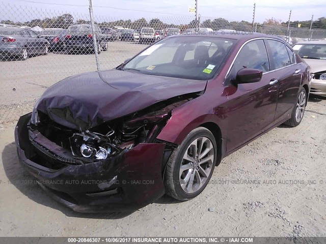 1HGCR2F53FA084465 - 2015 HONDA ACCORD SPORT BURGUNDY photo 2