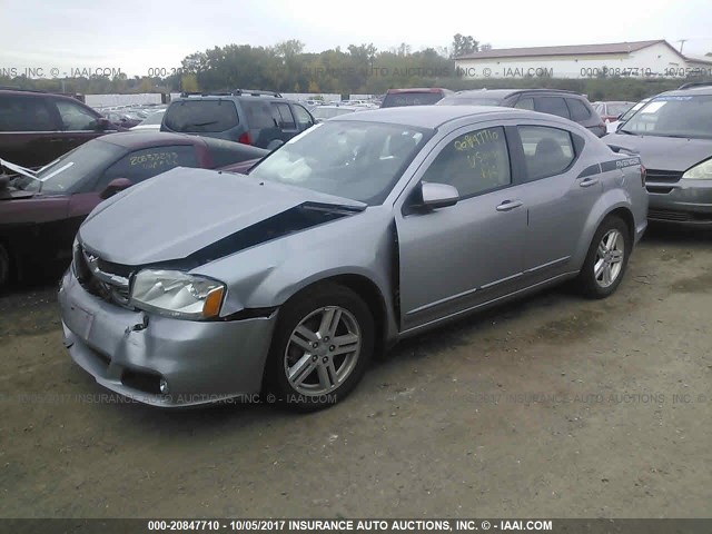 1C3CDZCG9DN687510 - 2013 DODGE AVENGER SXT SILVER photo 2