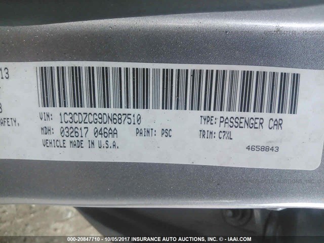 1C3CDZCG9DN687510 - 2013 DODGE AVENGER SXT SILVER photo 9