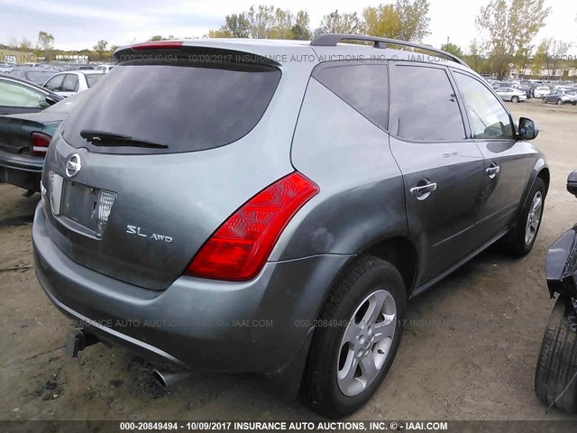 JN8AZ08W85W406829 - 2005 NISSAN MURANO SL/SE/S GRAY photo 4