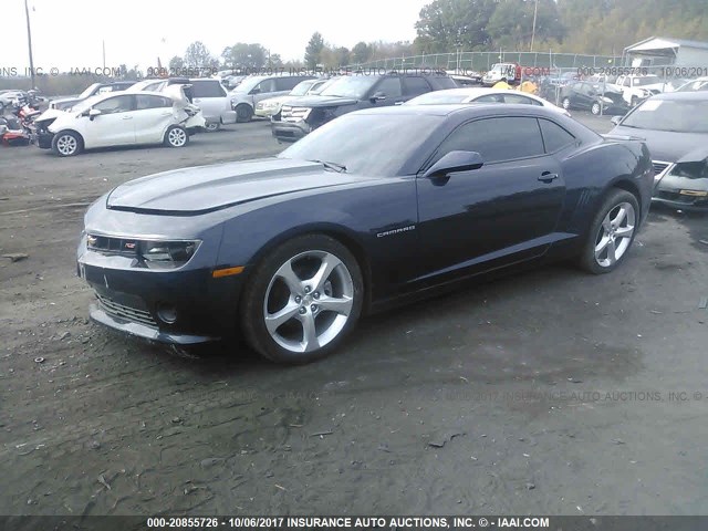 2G1FF1E38F9304539 - 2015 CHEVROLET CAMARO LT BLUE photo 2