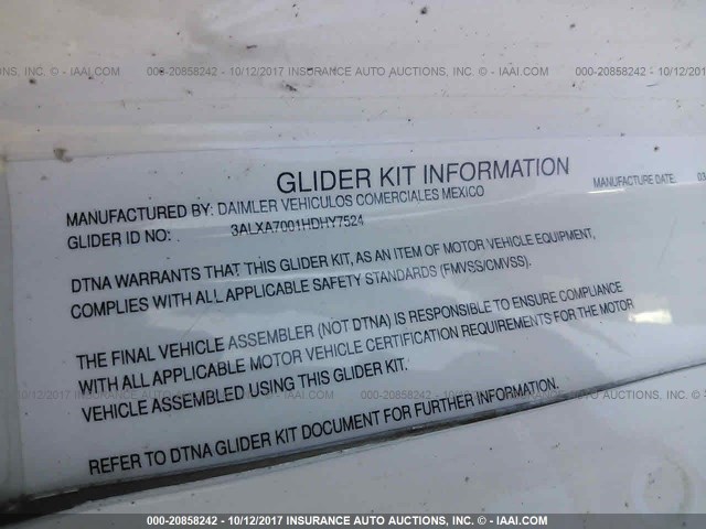 3ALXA7001HDHY7524 - 2017 FREIGHTLINER CONVENTIONAL COLUMBIA თეთრი ფოტო 10
