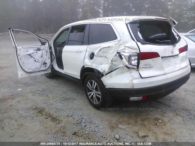 5FNYF6H73HB010492 - 2017 HONDA PILOT EXLN WHITE photo 3