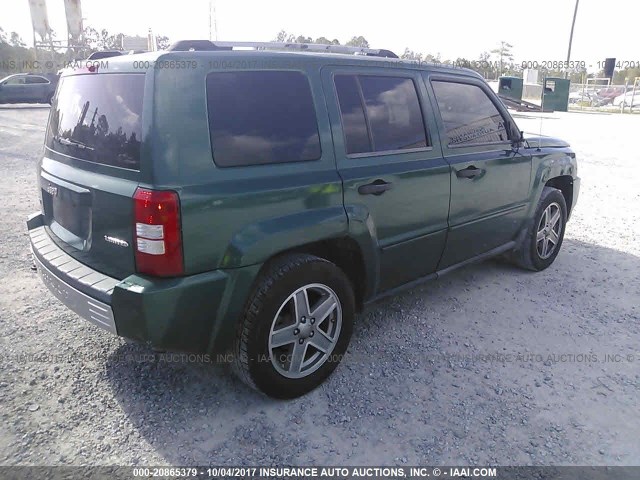 1J8FF48W68D541267 - 2008 JEEP PATRIOT LIMITED GREEN photo 4