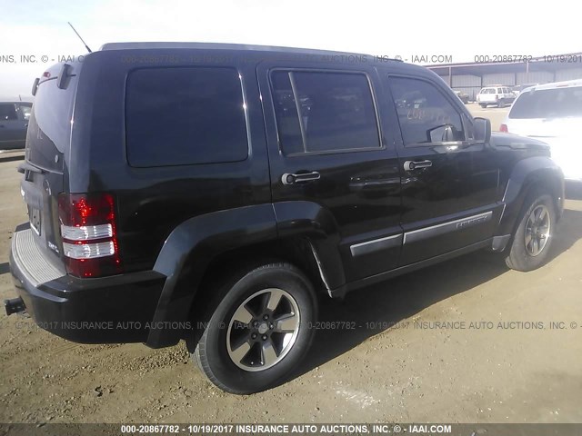 1J8GN28K68W232220 - 2008 JEEP LIBERTY SPORT BLACK photo 4