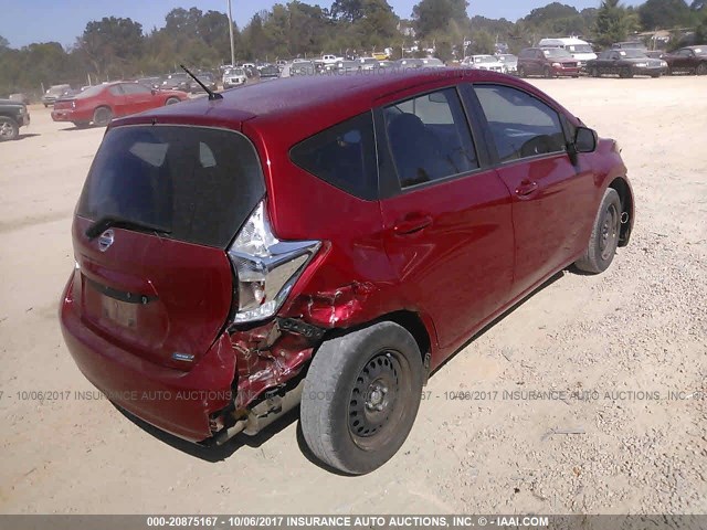 3N1CE2CP4EL389385 - 2014 NISSAN VERSA NOTE S/S PLUS/SV/SL RED photo 4