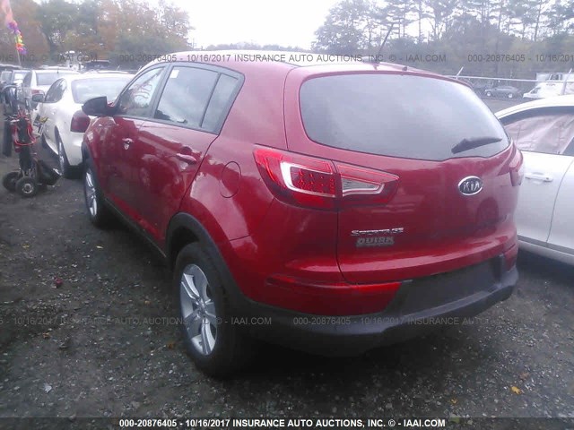 KNDPBCA27C7292512 - 2012 KIA SPORTAGE LX RED photo 3