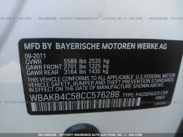 WBAKB4C58CC576288 - 2012 BMW 740 LI WHITE photo 9