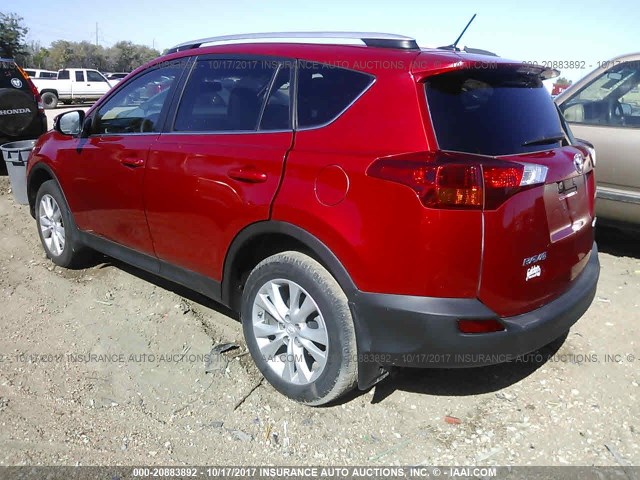 2T3YFREV8FW228200 - 2015 TOYOTA RAV4 LIMITED RED photo 3