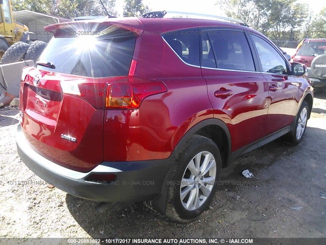 2T3YFREV8FW228200 - 2015 TOYOTA RAV4 LIMITED RED photo 4