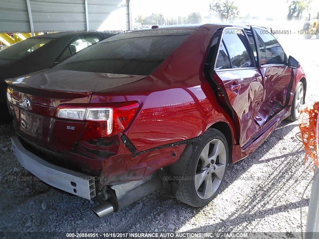 4T1BF1FK1CU626963 - 2012 TOYOTA CAMRY SE/LE/XLE RED photo 4