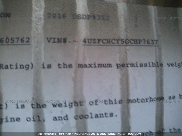 4UZFCHCY5GCHP7637 - 2016 DUTCH STAR FREIGHTLINER CHASSIS  ბეჟი ფოტო 9