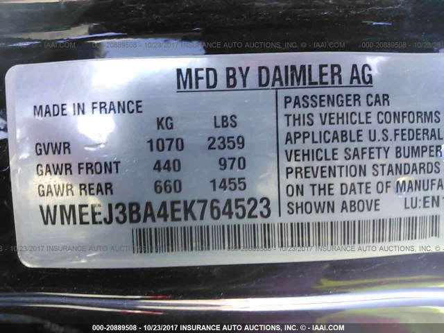 WMEEJ3BA4EK764523 - 2014 SMART FORTWO PURE/PASSION WHITE photo 9