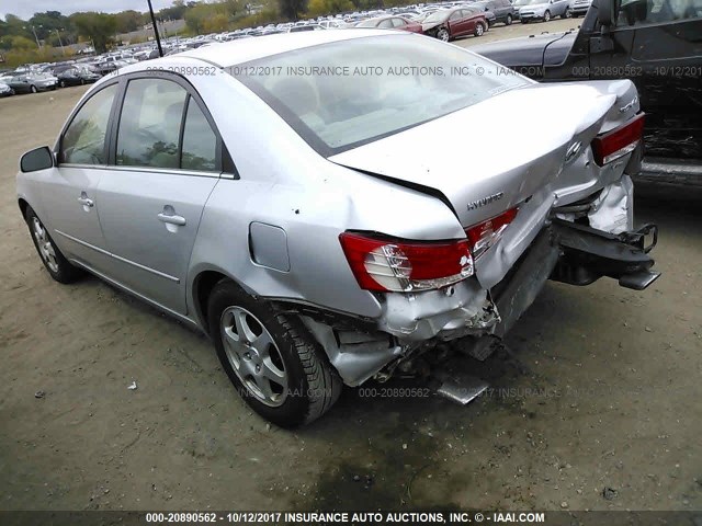 5NPEU46F76H106583 - 2006 HYUNDAI SONATA GLS/LX SILVER photo 3