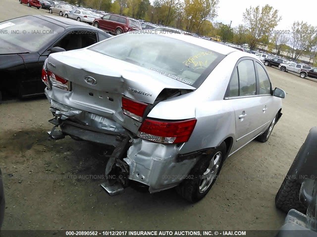 5NPEU46F76H106583 - 2006 HYUNDAI SONATA GLS/LX SILVER photo 4