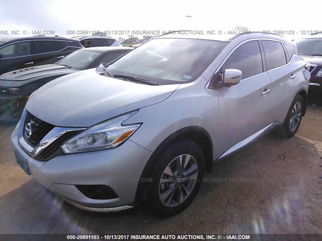 5N1AZ2MG1GN127488 - 2016 NISSAN MURANO S/SL/SV/PLATINUM SILVER photo 2