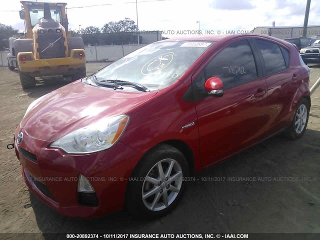 JTDKDTB36D1532410 - 2013 TOYOTA PRIUS C RED photo 2