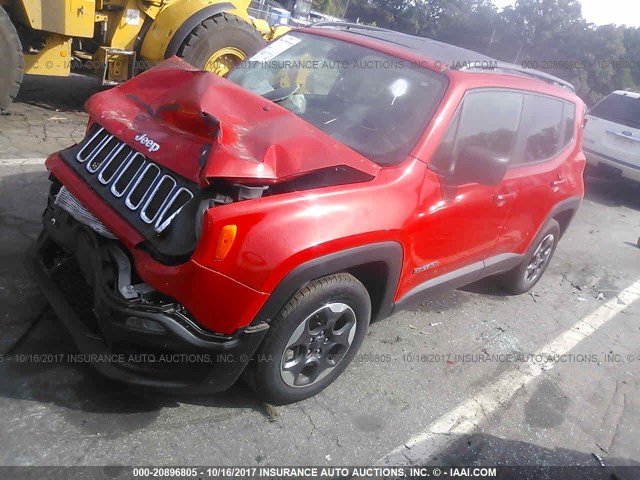 ZACCJAAT9GPE09708 - 2016 JEEP RENEGADE SPORT RED photo 2