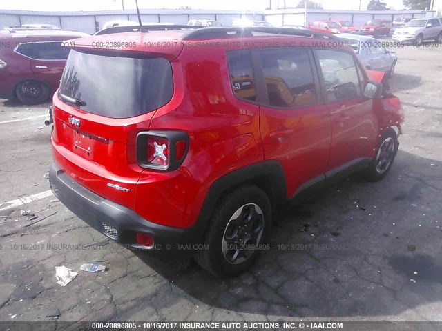 ZACCJAAT9GPE09708 - 2016 JEEP RENEGADE SPORT RED photo 4