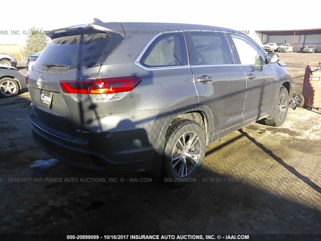 5TDBZRFH6HS412867 - 2017 TOYOTA HIGHLANDER LE/LE PLUS GRAY photo 4