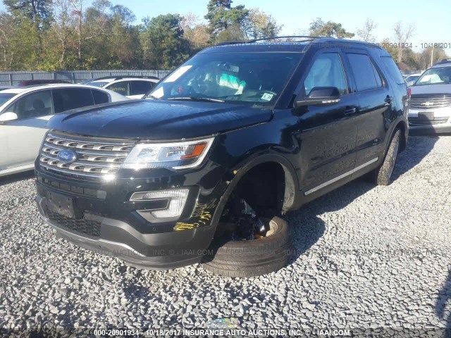 1FM5K8D81GGC53176 - 2016 FORD EXPLORER XLT BLACK photo 2