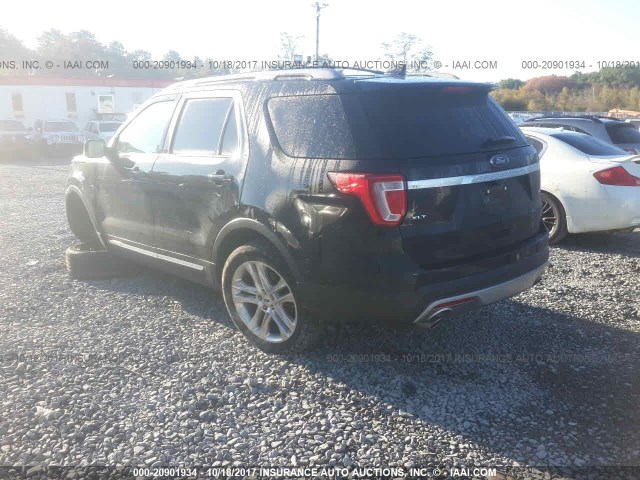 1FM5K8D81GGC53176 - 2016 FORD EXPLORER XLT BLACK photo 3