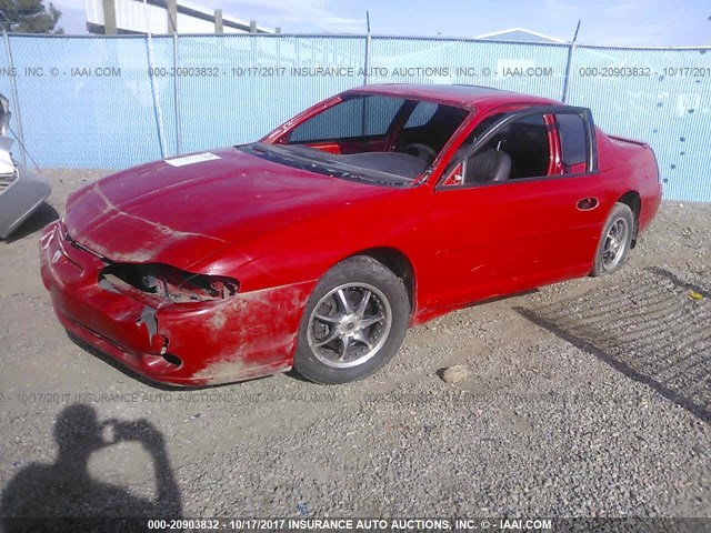 2G1WX12K849362513 - 2004 CHEVROLET MONTE CARLO SS წითელი ფოტო 2