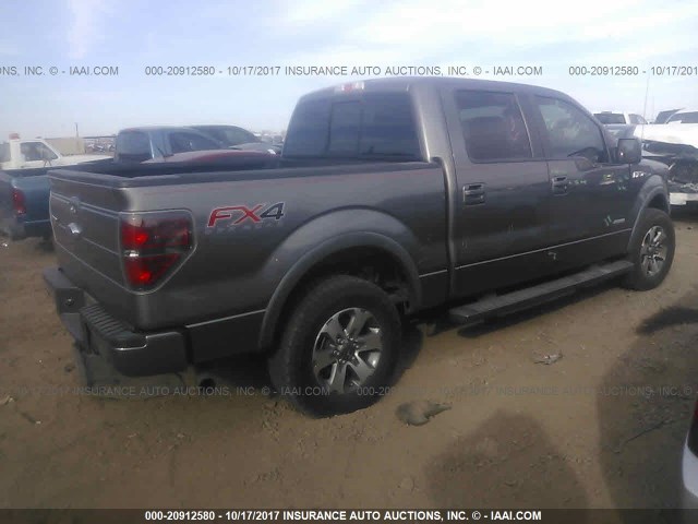 1FTFW1ET2DFC35357 - 2013 FORD F150 SUPERCREW GRAY photo 4
