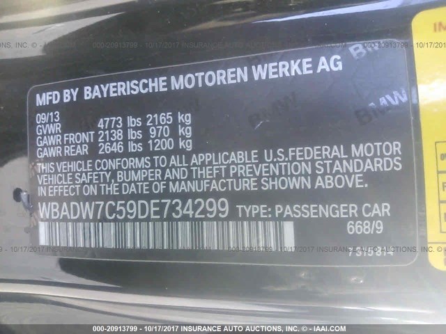 WBADW7C59DE734299 - 2013 BMW 328 I SULEV BLACK photo 9