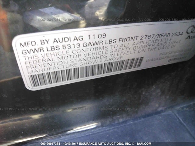 WAUKGAFB2AN036311 - 2010 AUDI A6 PRESTIGE შავი ფოტო 9