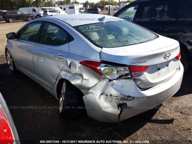 5NPDH4AE1CH113426 - 2012 HYUNDAI ELANTRA GLS/LIMITED SILVER photo 3