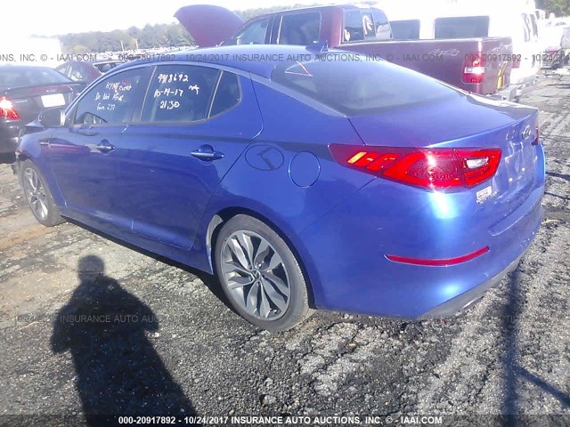 5XXGR4A72FG476300 - 2015 KIA OPTIMA SX BLUE photo 3