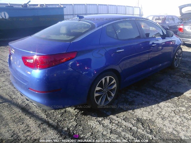 5XXGR4A72FG476300 - 2015 KIA OPTIMA SX BLUE photo 4