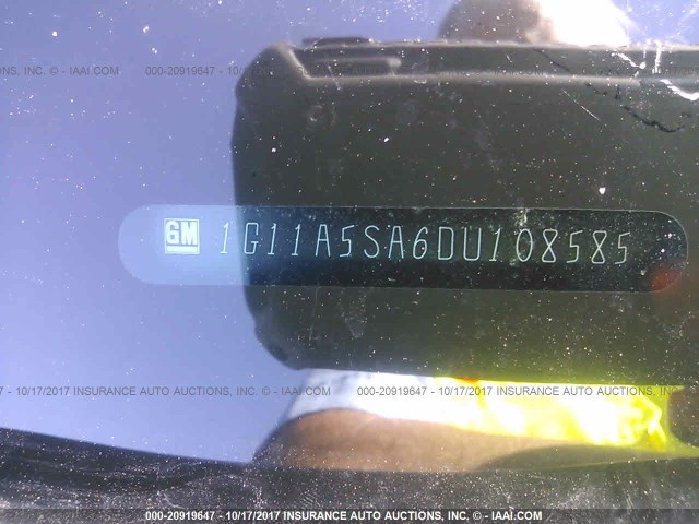 1G11A5SA6DU108585 - 2013 CHEVROLET MALIBU LS 黑色 照片 9