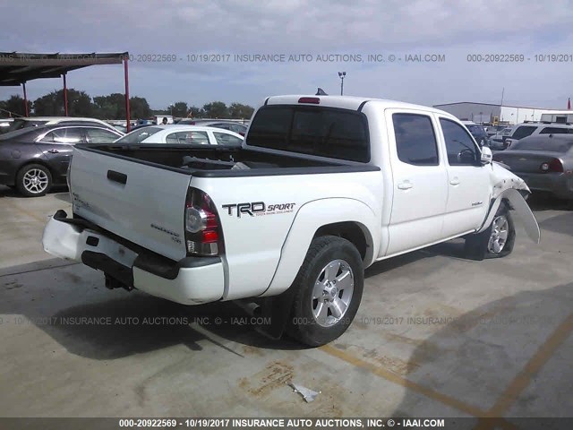 5TFJU4GN2EX053203 - 2014 TOYOTA TACOMA DOUBLE CAB PRERUNNER WHITE photo 4