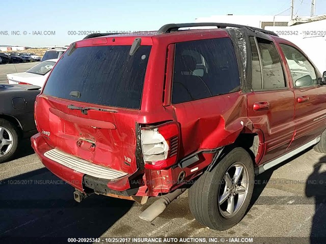 1J8GW68J82C322618 - 2002 JEEP GRAND CHEROKEE OVERLAND RED photo 6