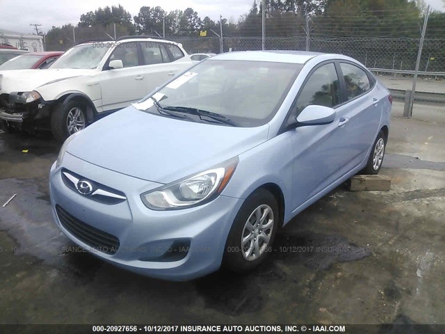 KMHCT4AE6EU675367 - 2014 HYUNDAI ACCENT GLS/GS BLUE photo 2