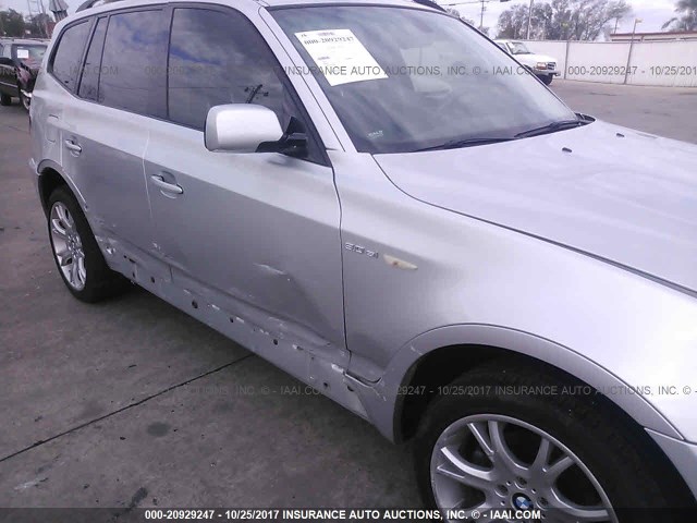 WBXPC93428WJ09127 - 2008 BMW X3 3.0SI SILVER photo 6