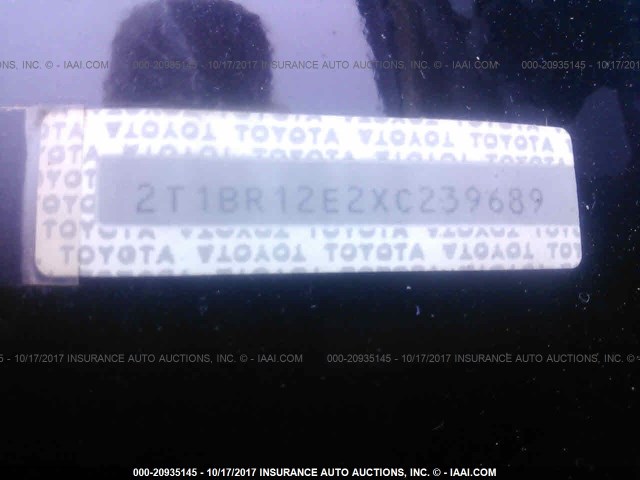 2T1BR12E2XC239689 - 1999 TOYOTA COROLLA VE/CE/LE 黑色 照片 9