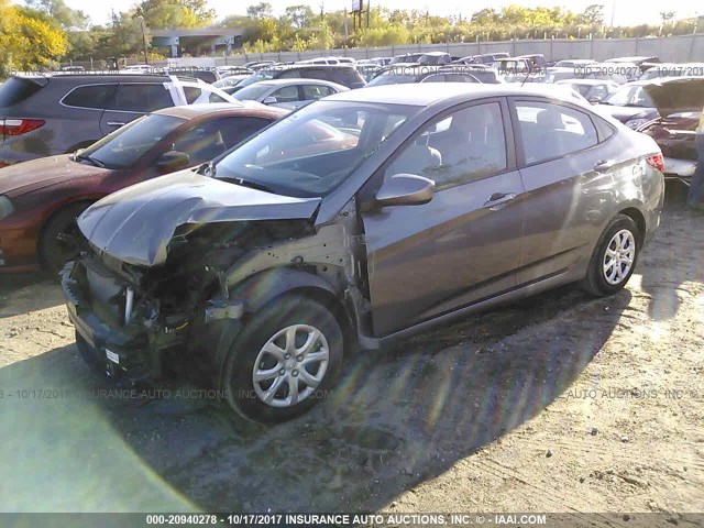 KMHCT4AE6EU764453 - 2014 HYUNDAI ACCENT GLS/GS GRAY photo 2