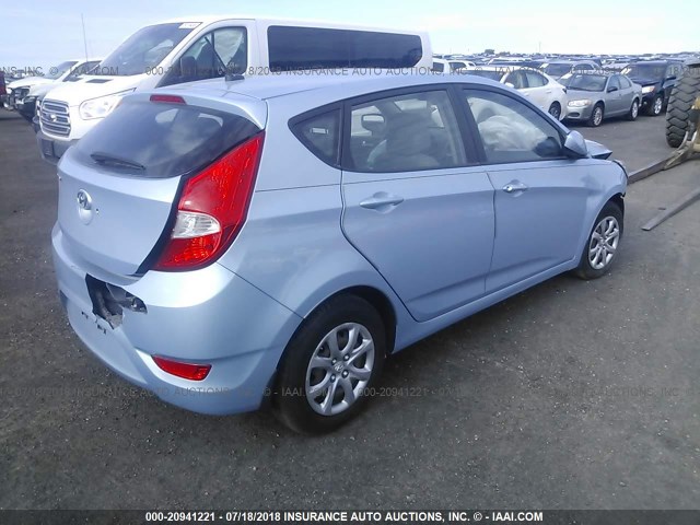 KMHCT5AE1DU098509 - 2013 HYUNDAI ACCENT GLS/GS Light Blue photo 4