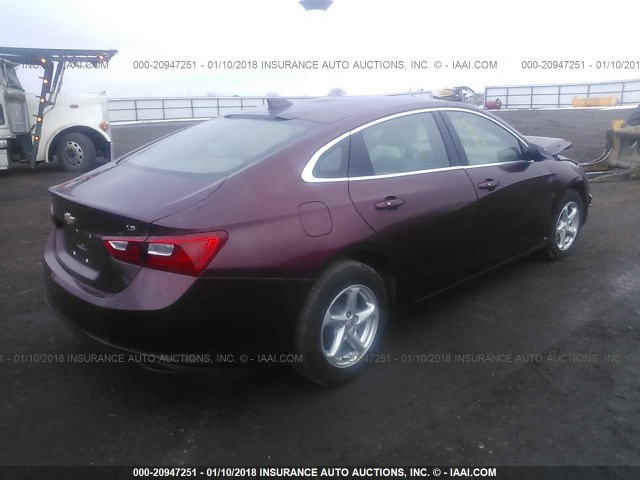 1G1ZB5ST7GF204526 - 2016 CHEVROLET MALIBU LS MAROON photo 4