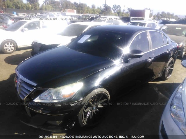 KMHGC46E19U042923 - 2009 HYUNDAI GENESIS 3.8L BLACK photo 2