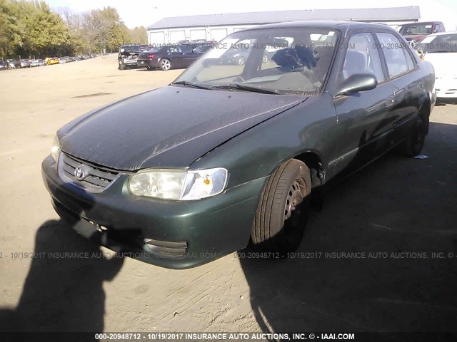 2T1BR12E12C541855 - 2002 TOYOTA COROLLA CE/LE/S GREEN photo 2