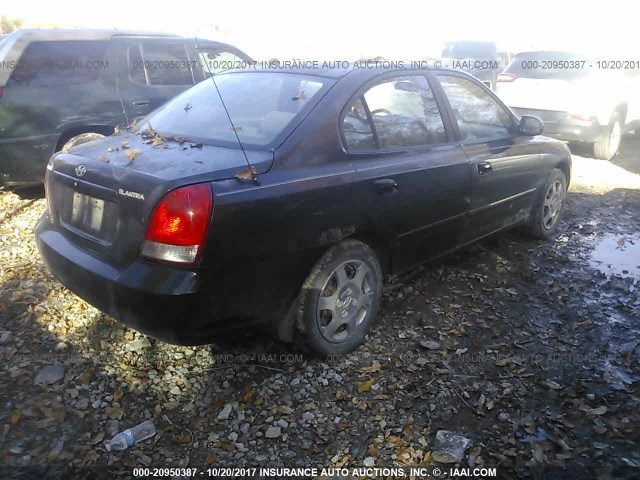 KMHDN45D03U669187 - 2003 HYUNDAI ELANTRA GLS/GT BLACK photo 4