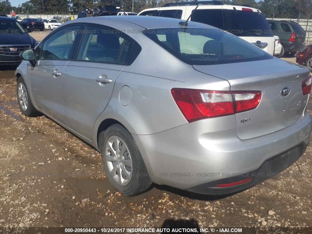 KNADM4A37E6400595 - 2014 KIA RIO LX SILVER photo 3