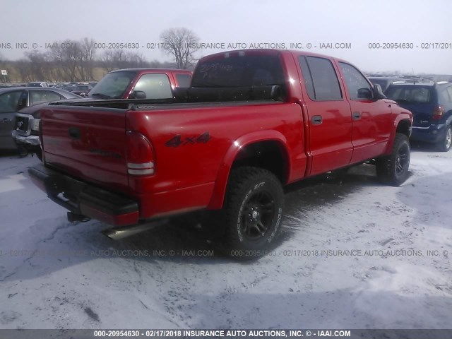 1D7HG38N24S552812 - 2004 DODGE DAKOTA QUAD SPORT RED photo 4