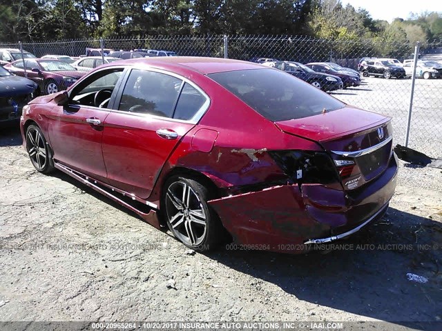 1HGCR2F57GA035903 - 2016 HONDA ACCORD SPORT 红色 照片 3