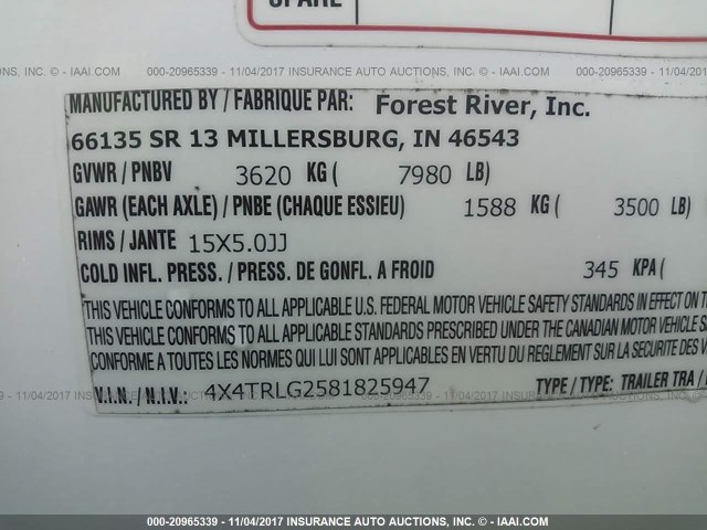 4X4TRLG2581825947 - 2008 FOREST RIVER ROCKWOOD  白色 照片 9